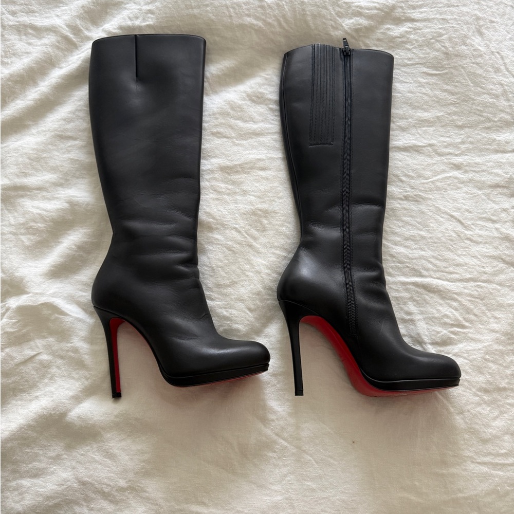 Christian Louboutin Black Leather Knee-High Boots